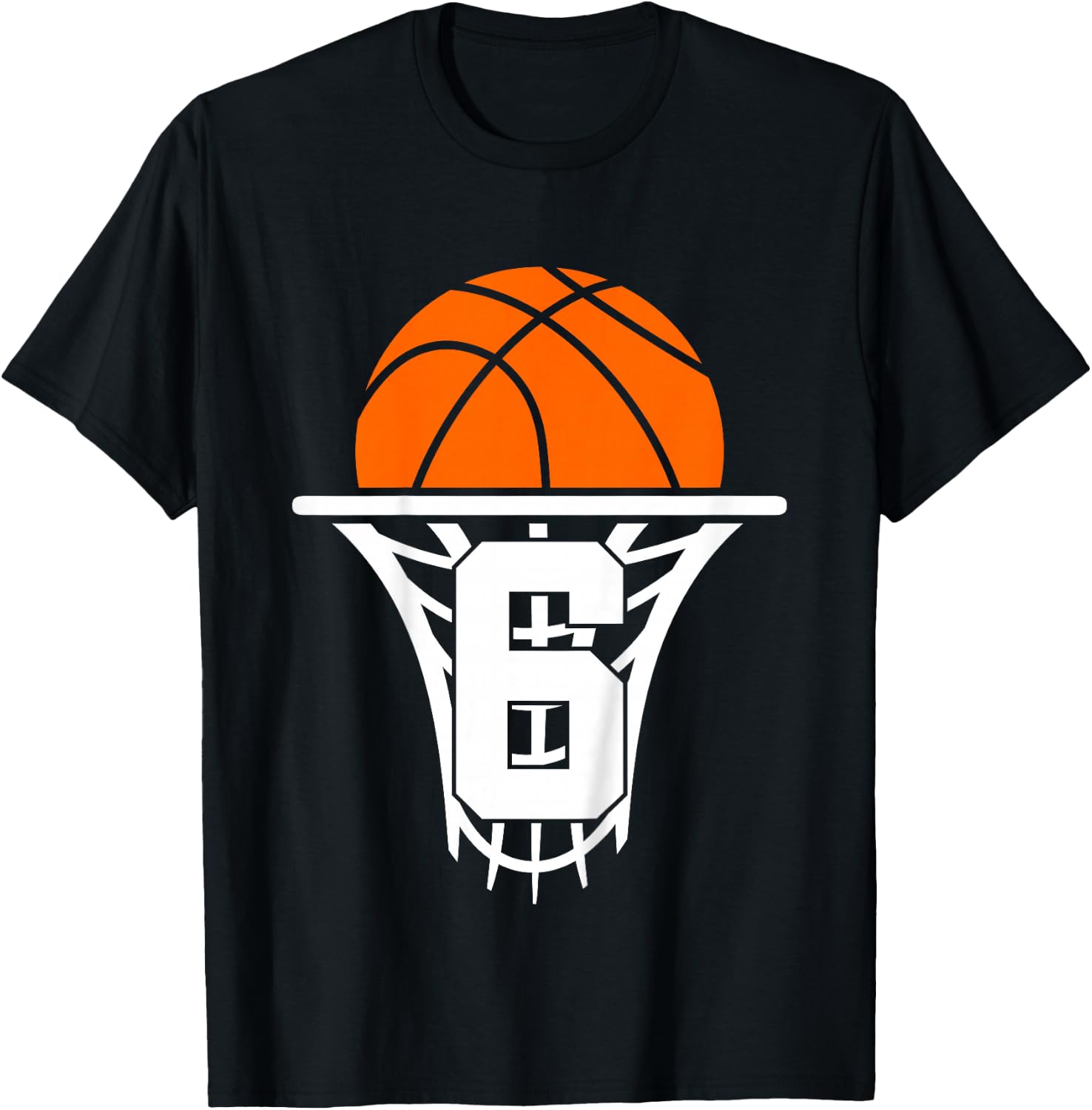 6 Years Basketball 6th Birthday T-Shirt - T-Shirt | Black