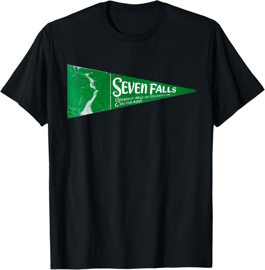 Vintage 1930s Seven Falls, Colorado Springs National Park T-Shirt - T-Shirt | Black