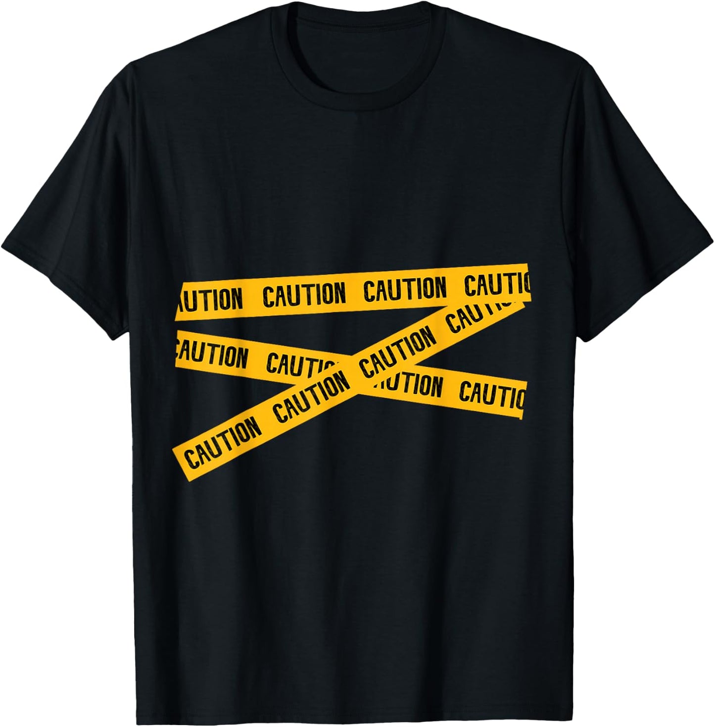CAUTION! Graphic Caution Tape Warning T-Shirt - T-Shirt | Black