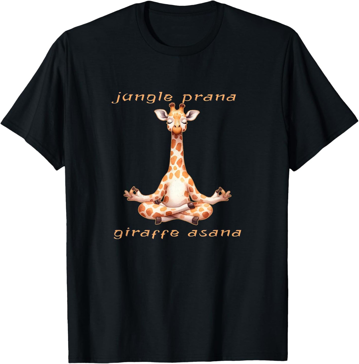 Funny Giraffe Yoga - Jungle Prana, Giraffe Asana T-Shirt - T-Shirt | Black
