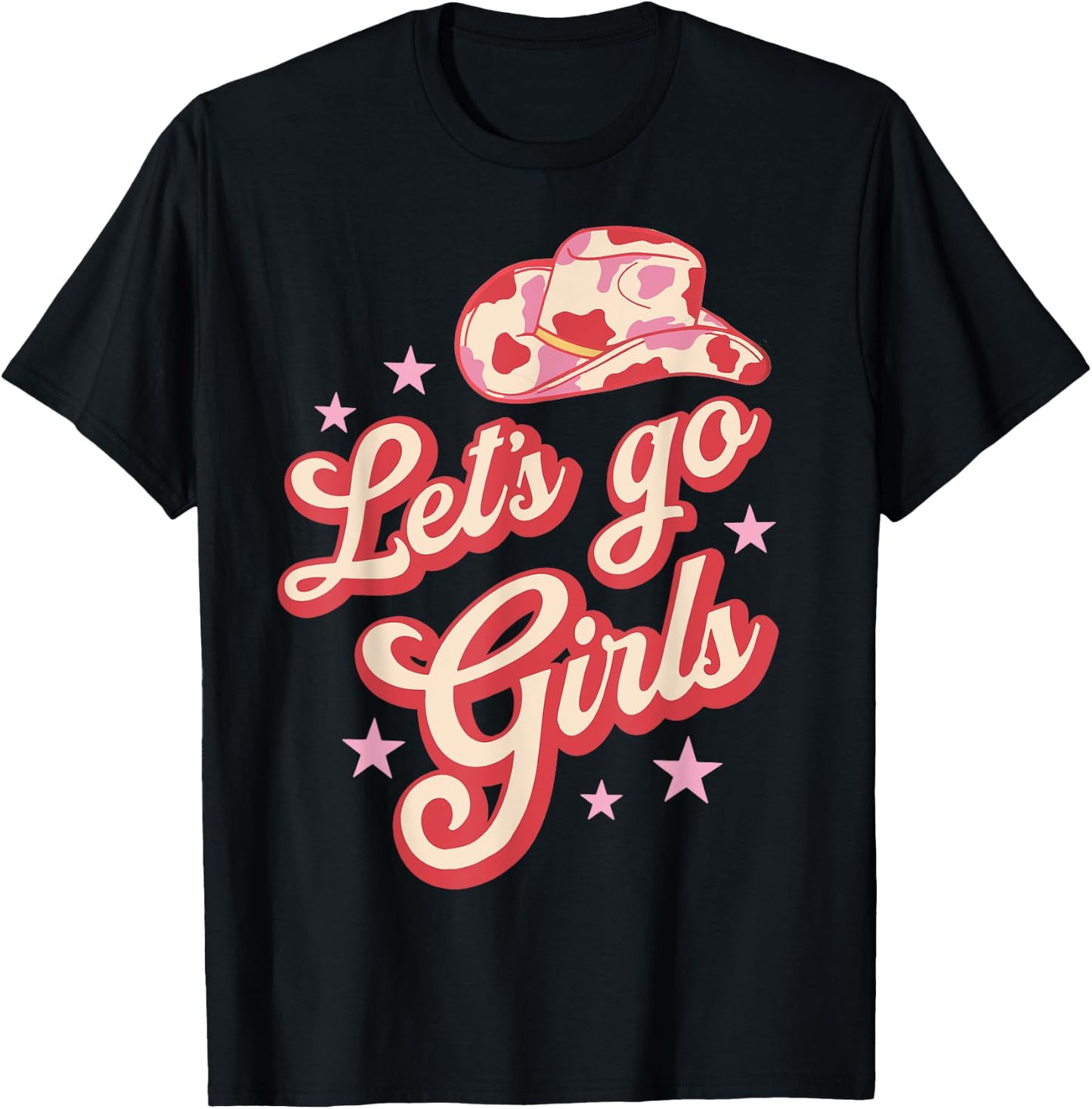 Leopard Cowboy Hat Let's Go Cowgirls Girls Western Country T-Shirt - T-Shirt | Black