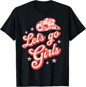 Leopard Cowboy Hat Let's Go Cowgirls Girls Western Country T-Shirt - T-Shirt | Black