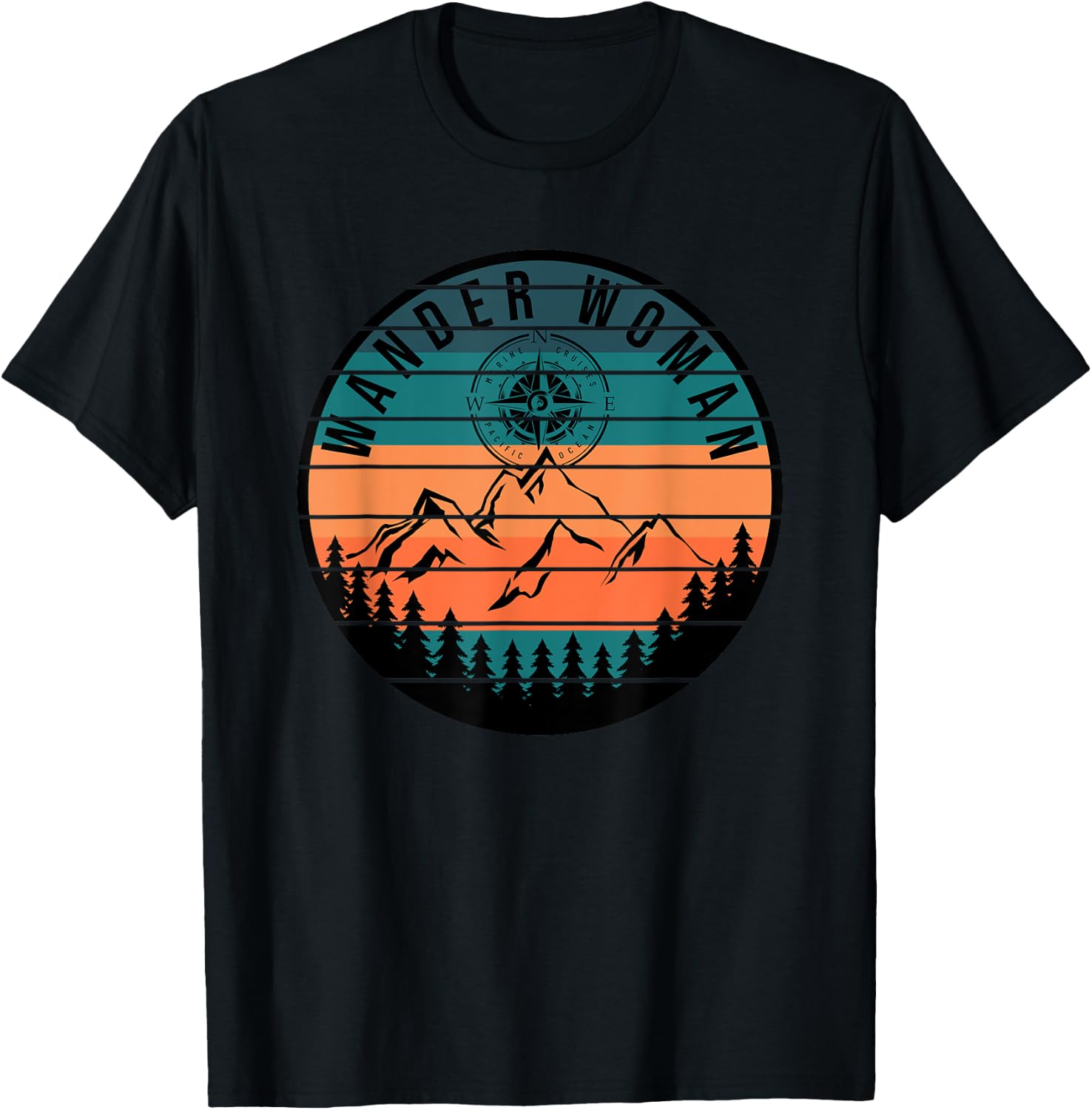 Cute Wander Woman Summer Fall Seeking North Star Mountain T-Shirt - T-Shirt | Black