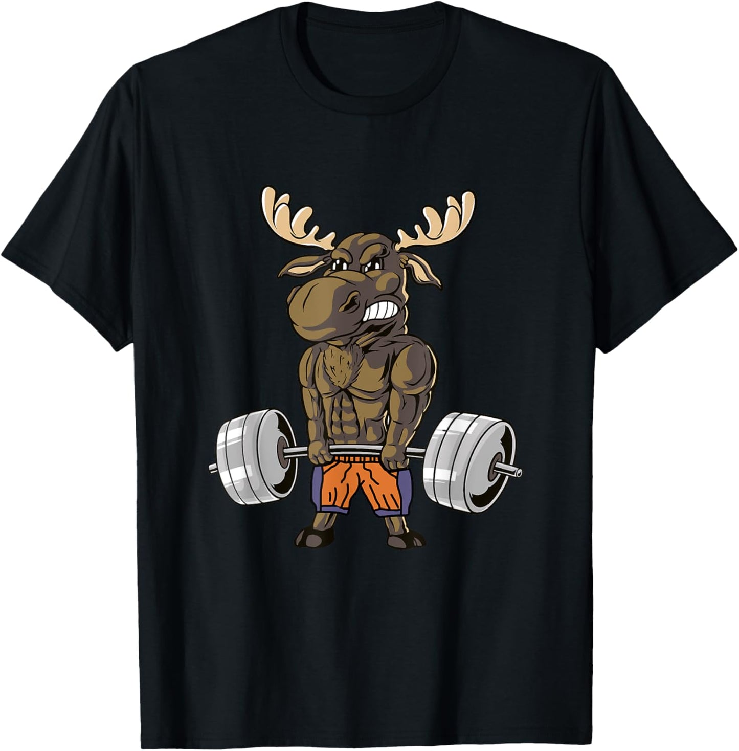 Funny Deadlift Moose Weightlifting Gym Humor T-Shirt - T-Shirt | Black