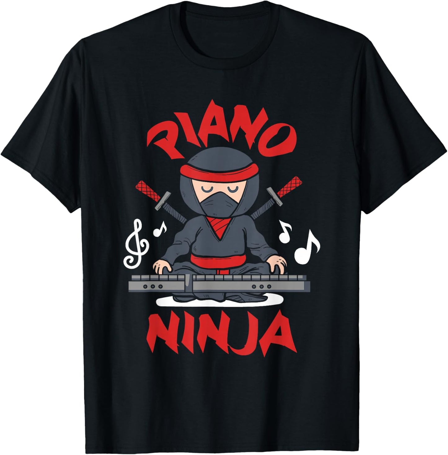 Piano Ninja - Keyboard Player Keyboardist Keyboarder Pianist T-Shirt - T-Shirt | Black