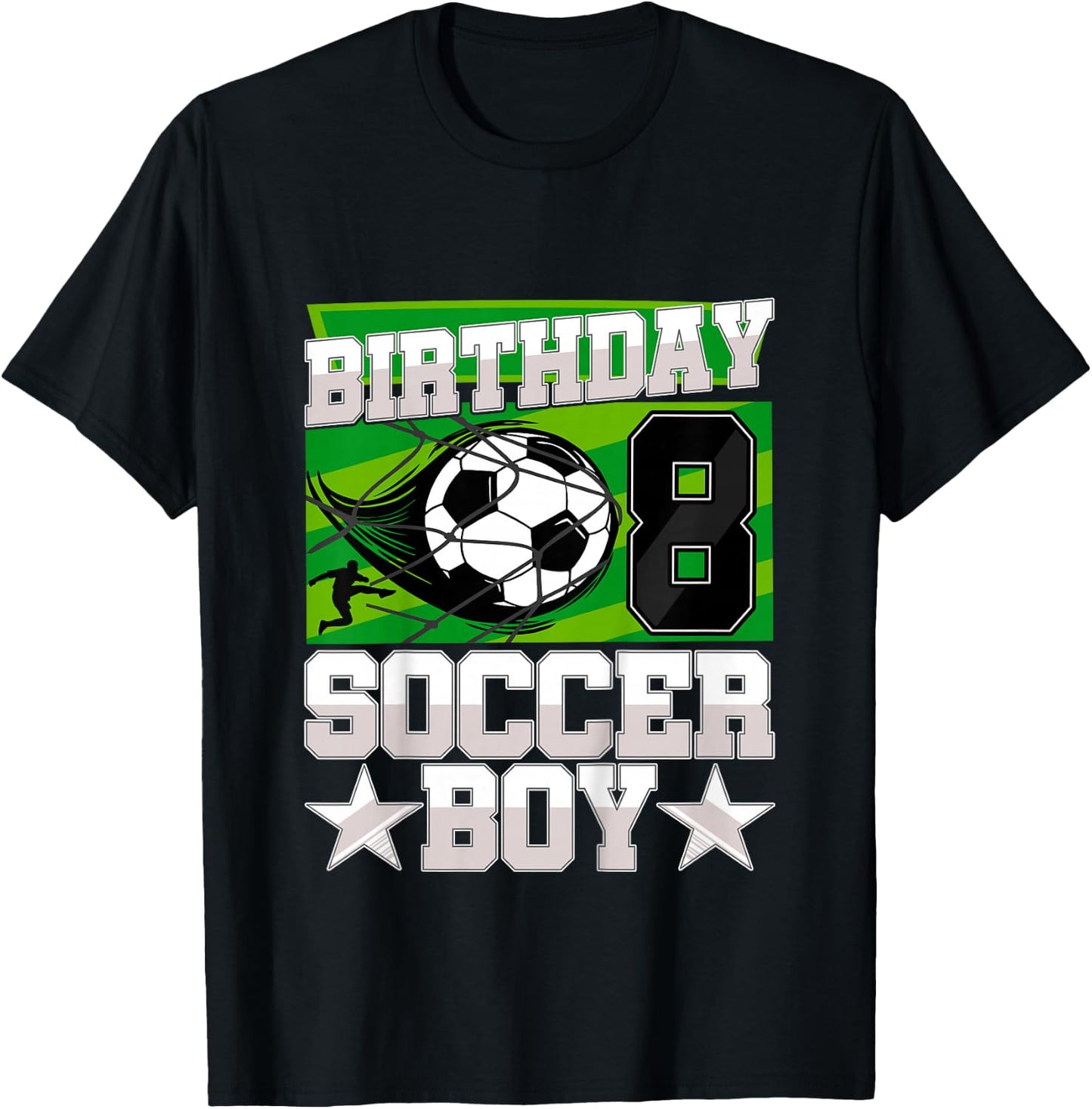 Kids Soccer Birthday Party - 8th Birthday Boy 8 Years Old T-Shirt - T-Shirt | Black