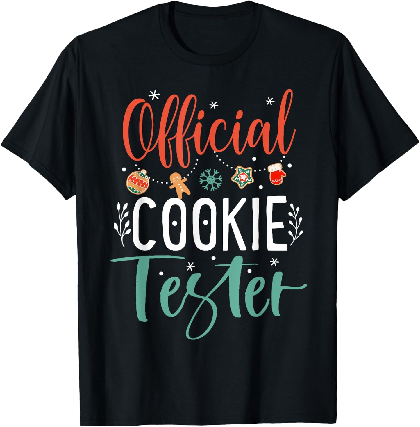 Cookie Tester Baker Christmas Pjs Family Xmas Official Cookie Tester Funny Christmas Couples Matching T-Shirt - T-Shirt | Black