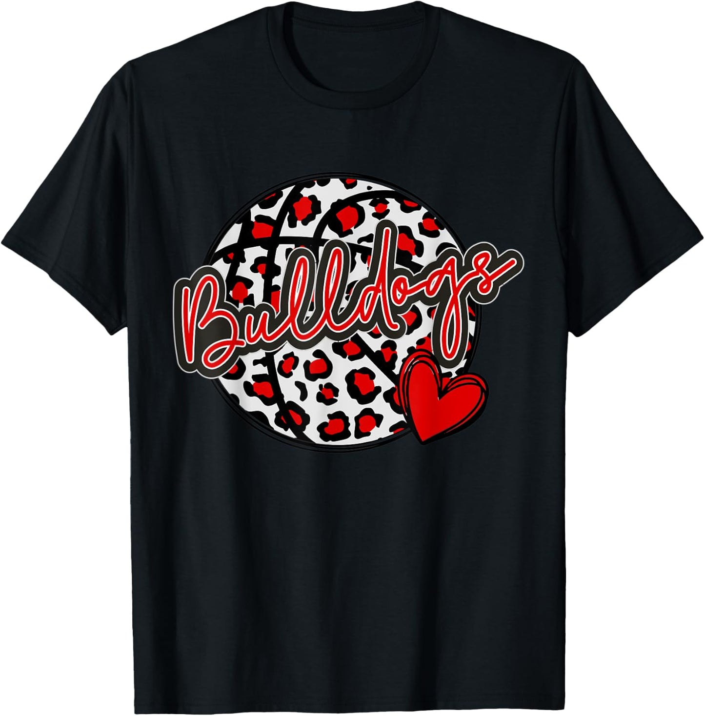 Leopard Cheetah Basketball BULLDOGS Spirit Game T-Shirt - T-Shirt | Black