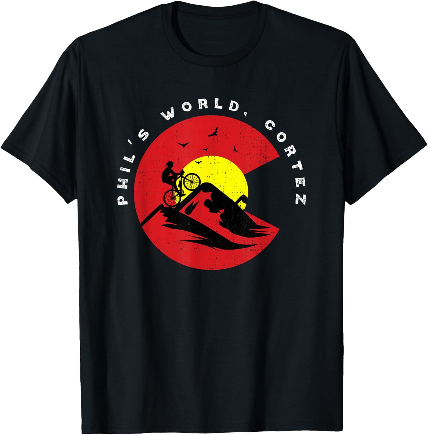Phil's World Cortez Colorado Mountain Biking Trail MTB Bike T-Shirt - T-Shirt | Black