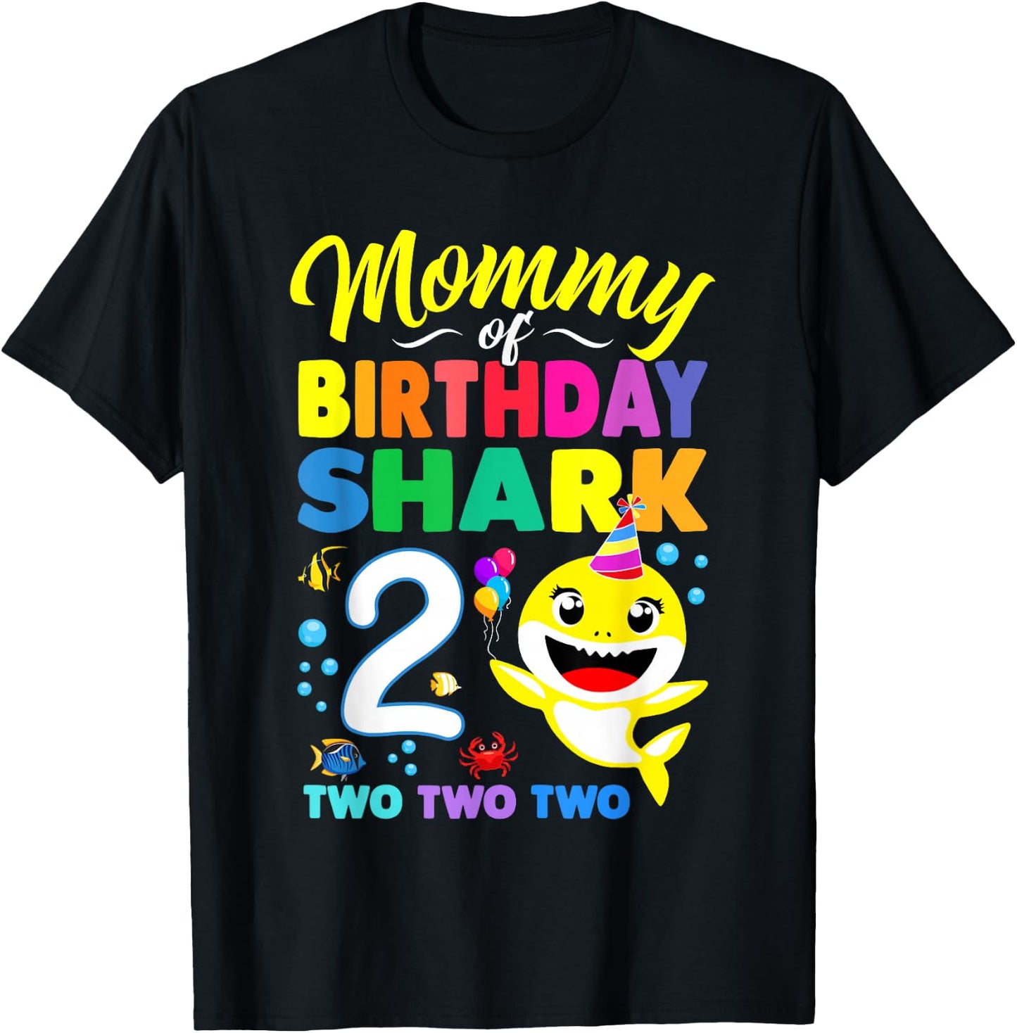 Mommy of Birthday Shark 2nd Matching Oufit Party for Family T-Shirt - T-Shirt | Black