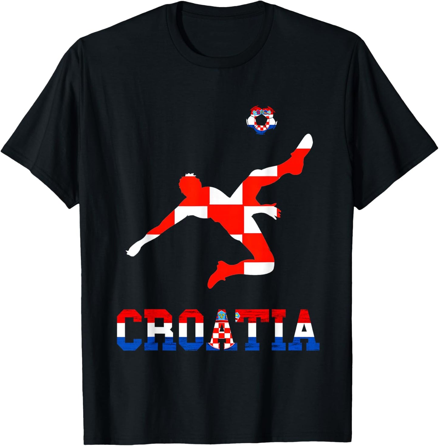 Croatia Croatian Soccer Player Croatian Roots Croatian Flag T-Shirt - T-Shirt | Black