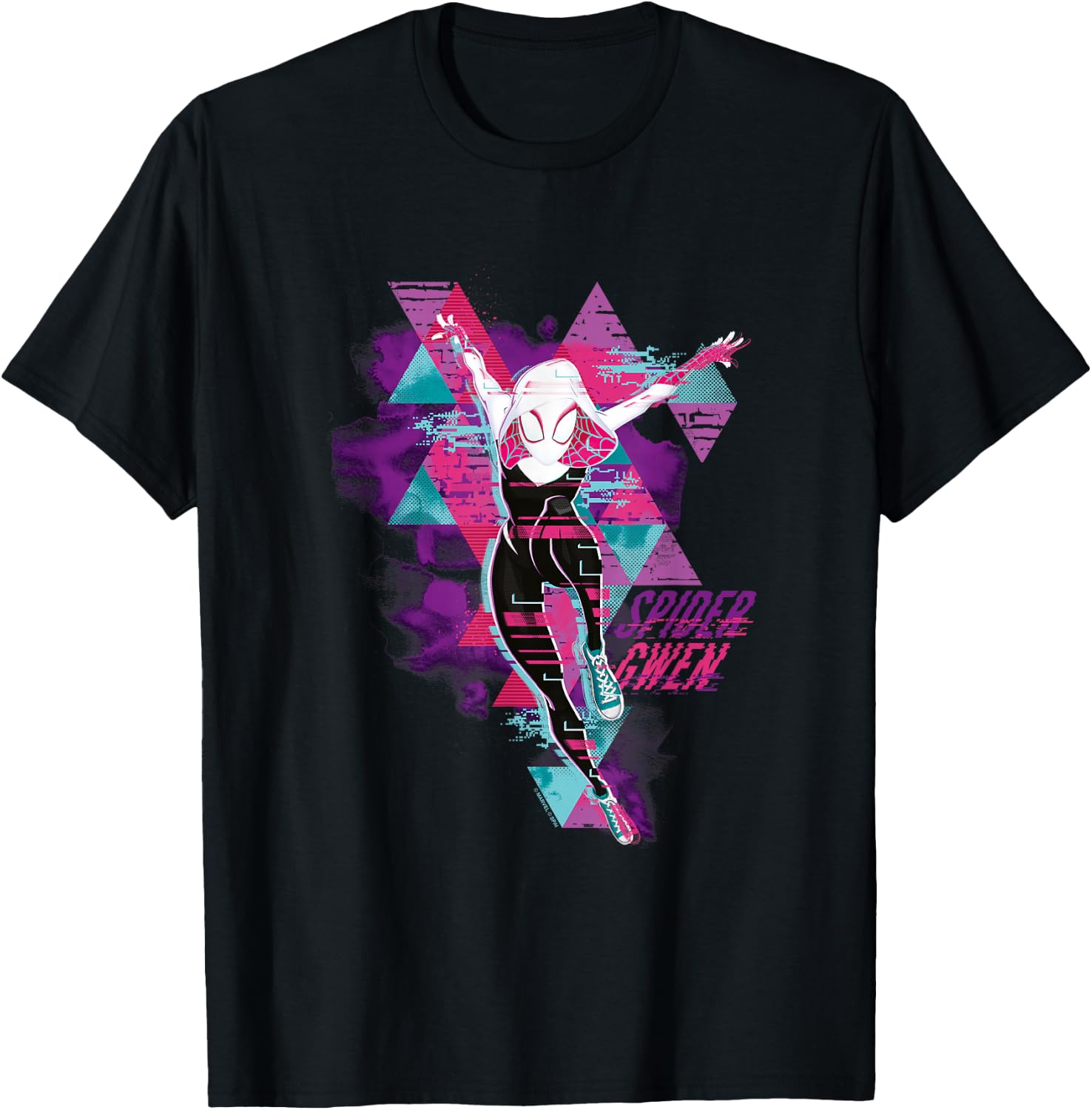 Marvel Spider-Man Across The Spider-Verse Part 1 Gwen Glitch T-Shirt - T-Shirt | Black