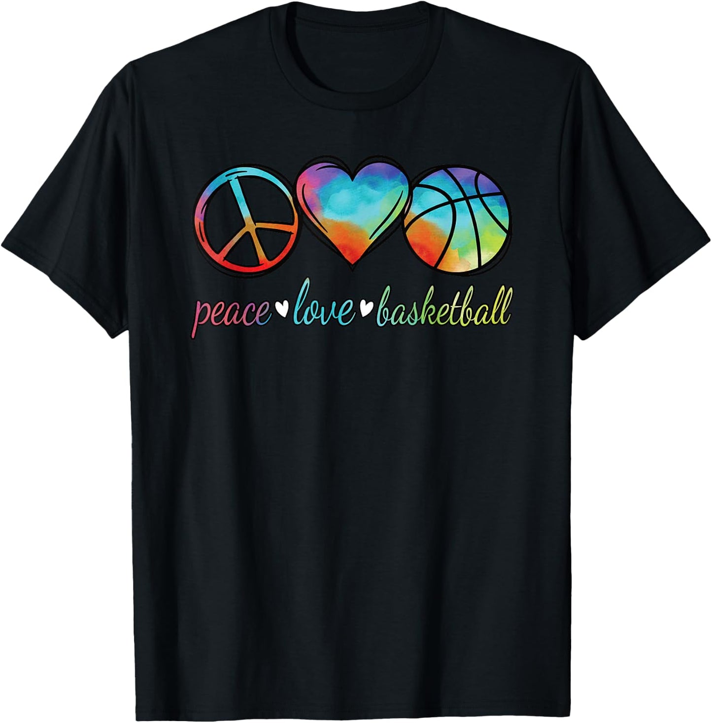 Peace Love Basketball Cute Women Girls Basketball Lover T-Shirt - T-Shirt | Black
