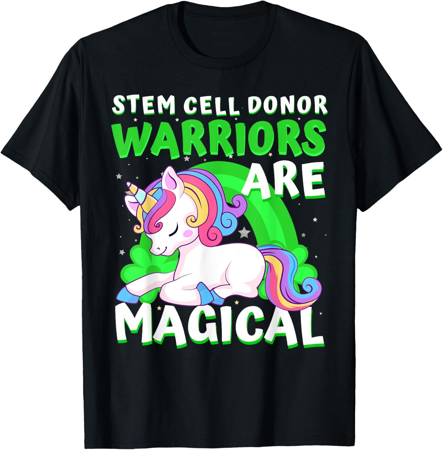 Warriors Magical Stem Cell Donor Awareness Ribbon Unicorn T-Shirt - T-Shirt | Black