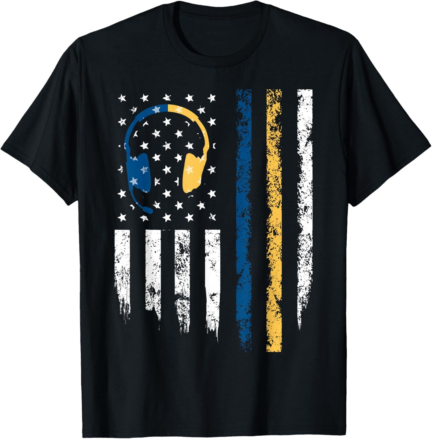Gold Blue Line 911 Police Dispatcher First Responder T-Shirt - T-Shirt | Black