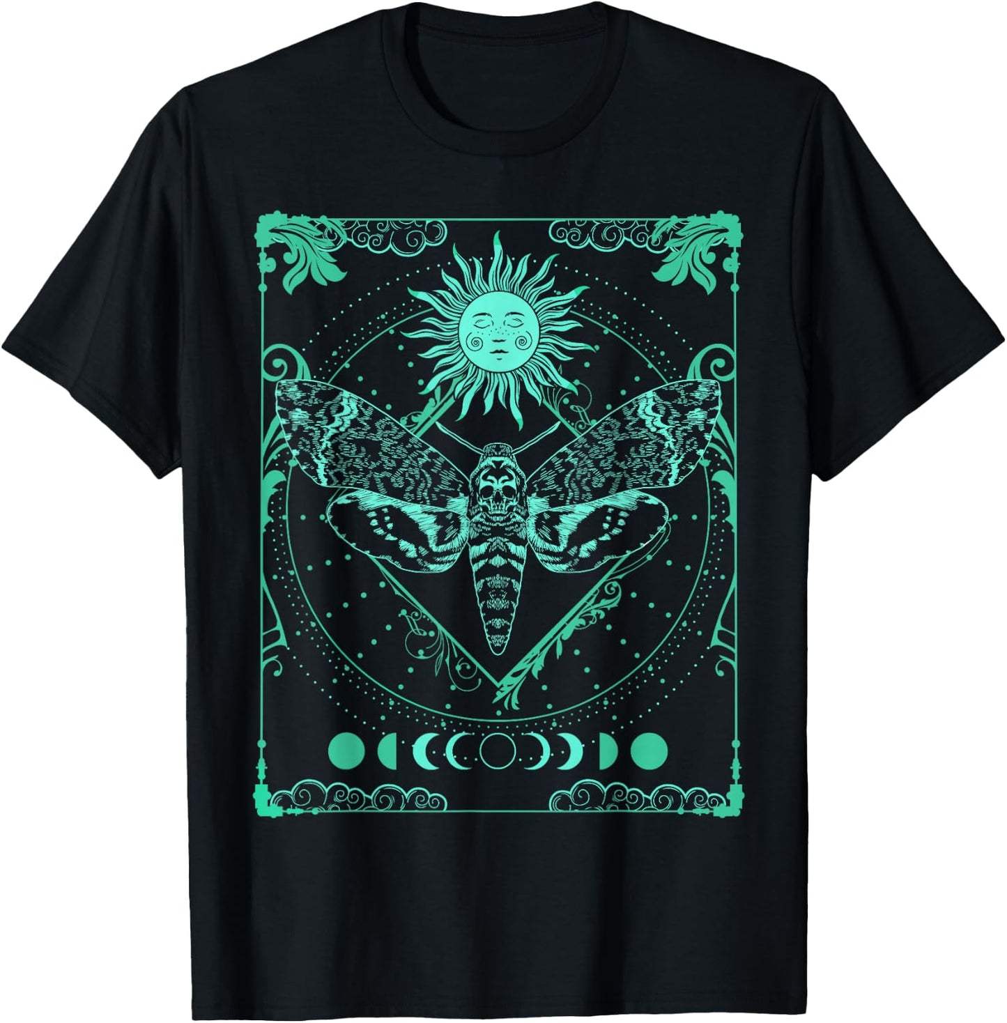 Tarot Card Death Moth Moon and Sun Gothic for Tarot Lover T-Shirt - T-Shirt | Black