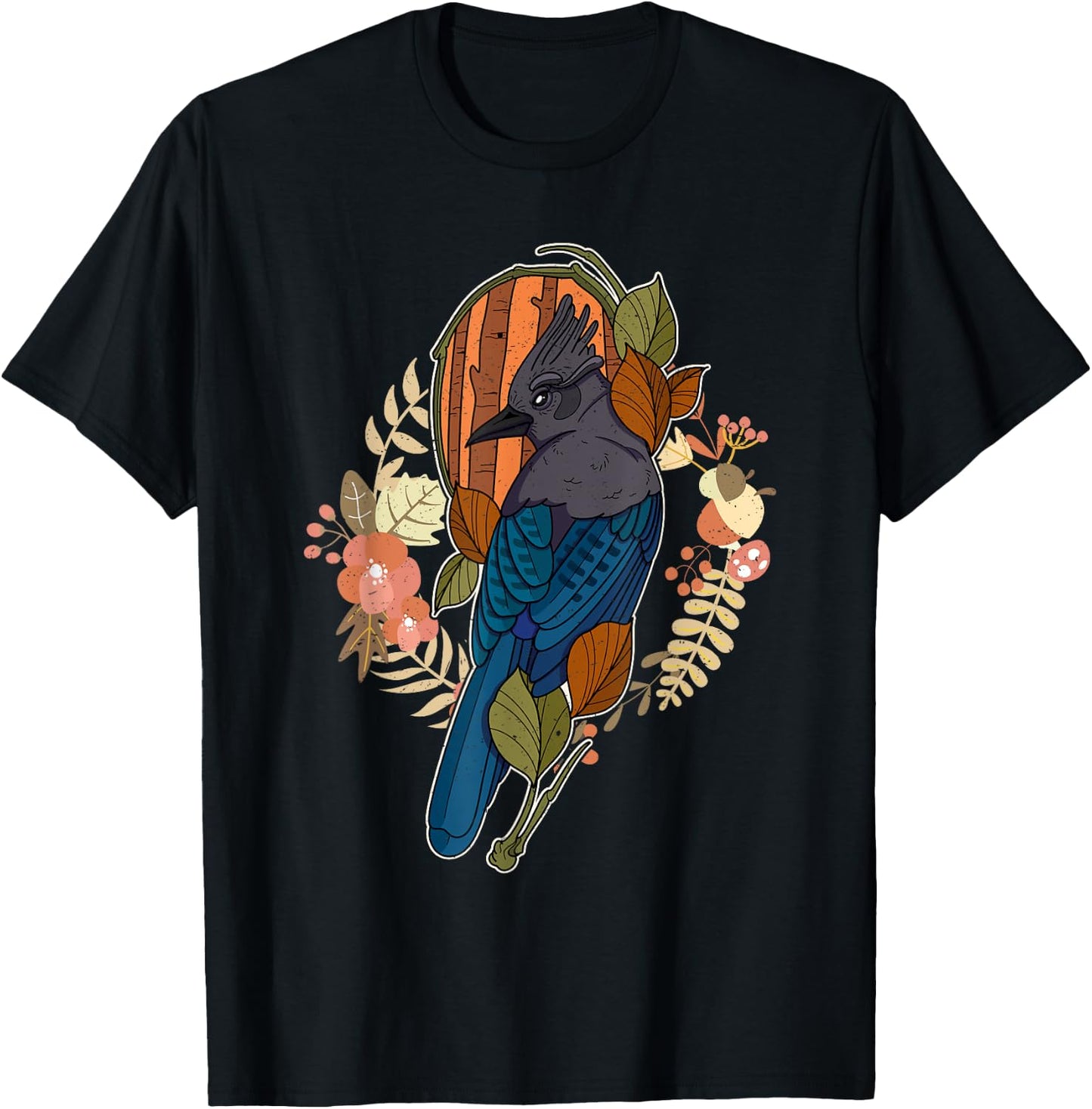 Steller’s jay wing birding birdwatching outdoor garden T-Shirt - T-Shirt | Black