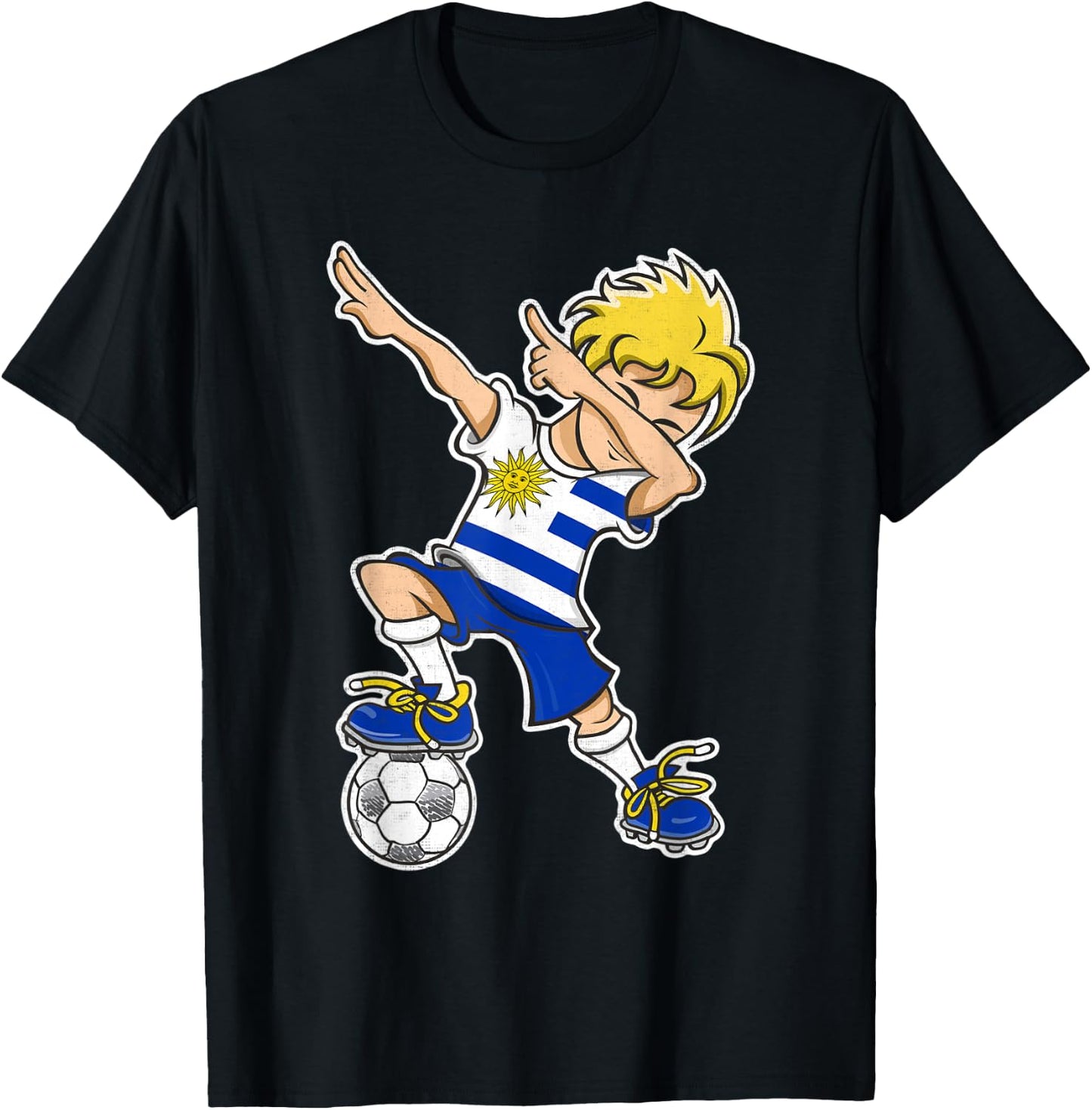 Uruguay Soccer Jersey Dabbing Boy Uruguayan Flag T-Shirt - T-Shirt | Black