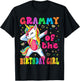 Grammy of the Birthday Princess Girl Dabbing Unicorn T-Shirt - T-Shirt | Black