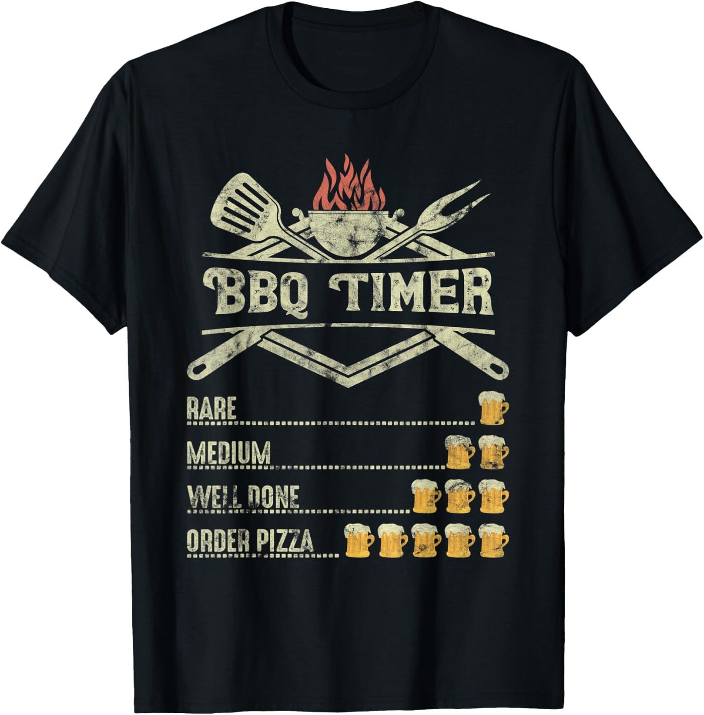BBQ Time Beer Funny Order Pizza T-Shirt - T-Shirt | Black