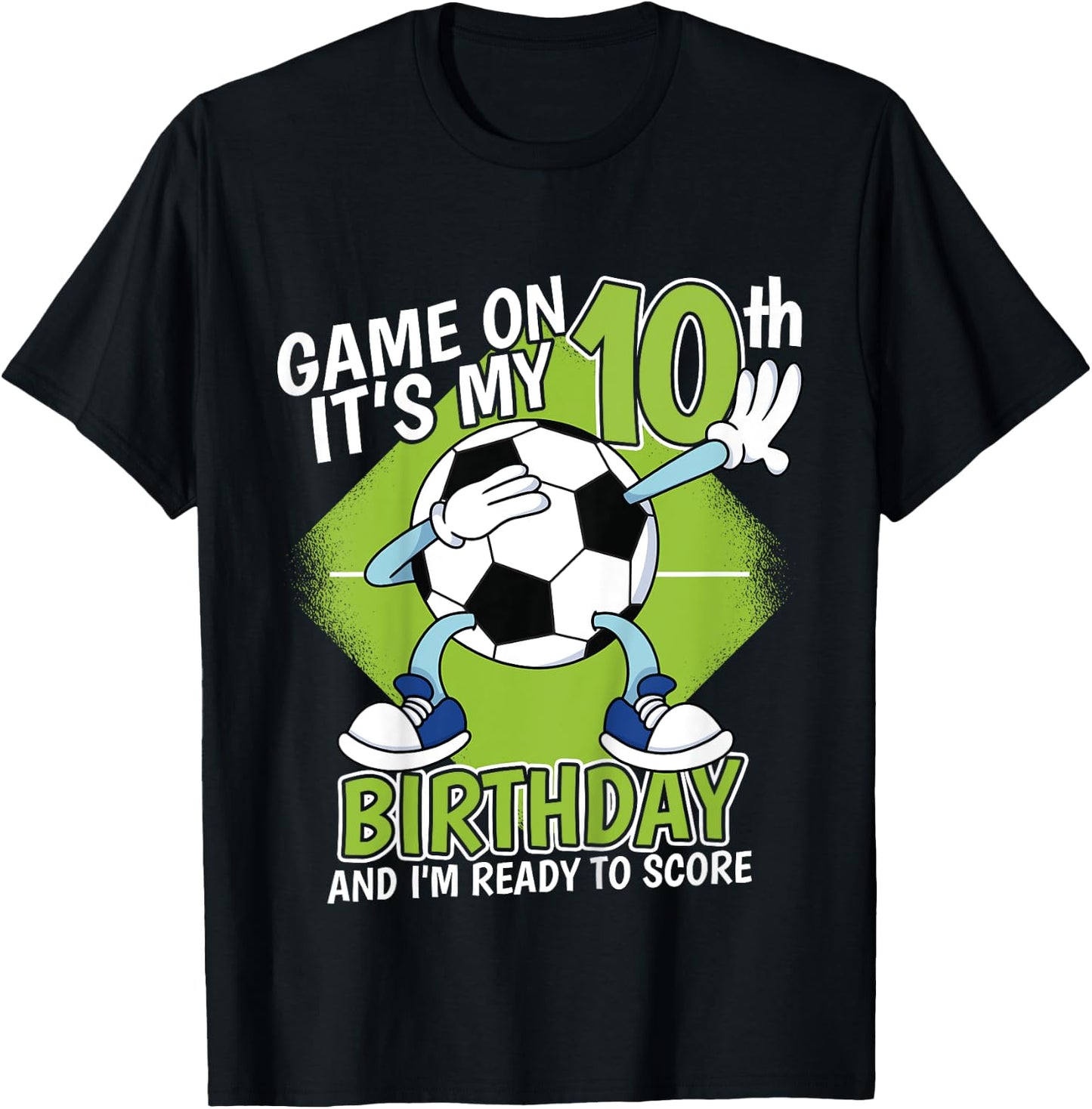 Kids 10 Year Old Soccer Player Boy 10th Birthday Soccer Theme T-Shirt - T-Shirt | Black