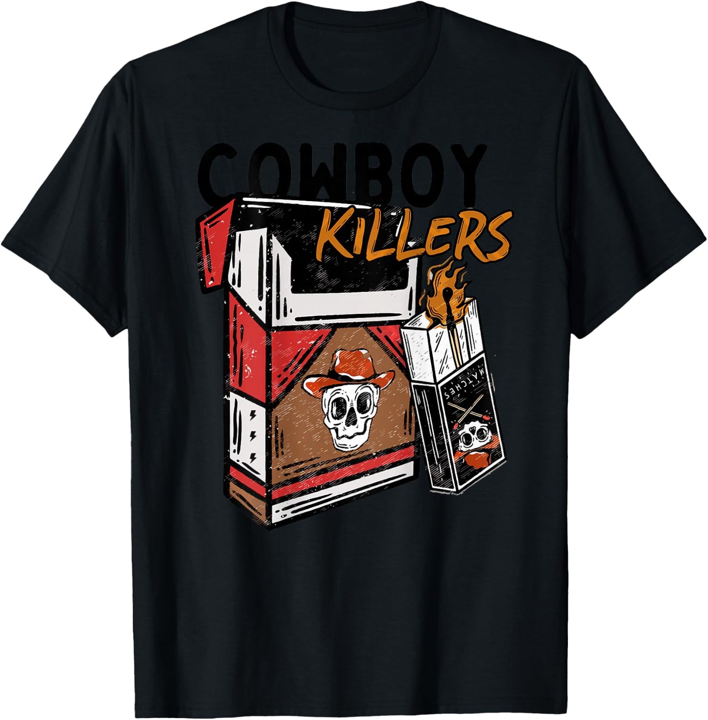 Vintage Retro Cowboy Killers Funny Skeleton Men Women T-Shirt - T-Shirt | Black