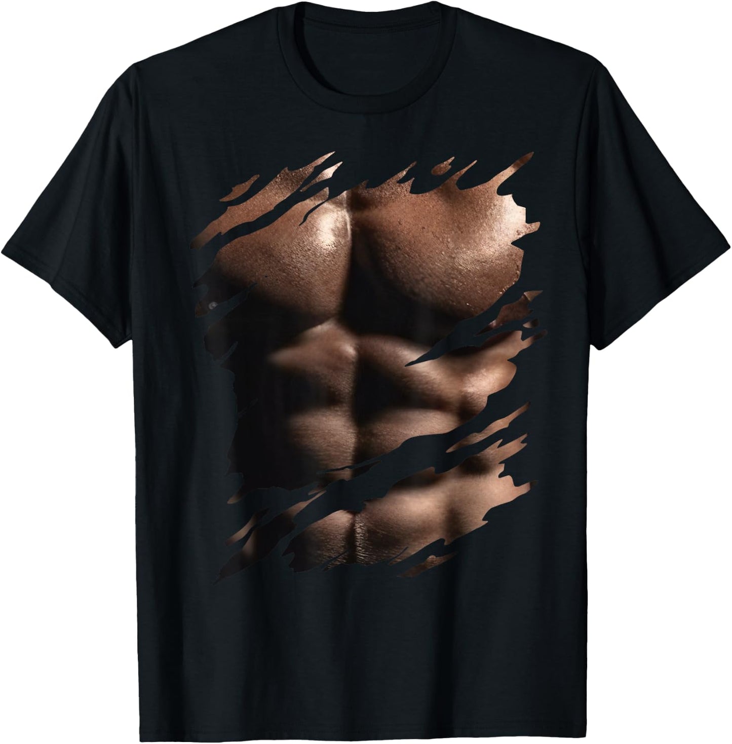 Chest Six Pack I Muscles Bodybuilder I Fake Muscle T-Shirt - T-Shirt | Black