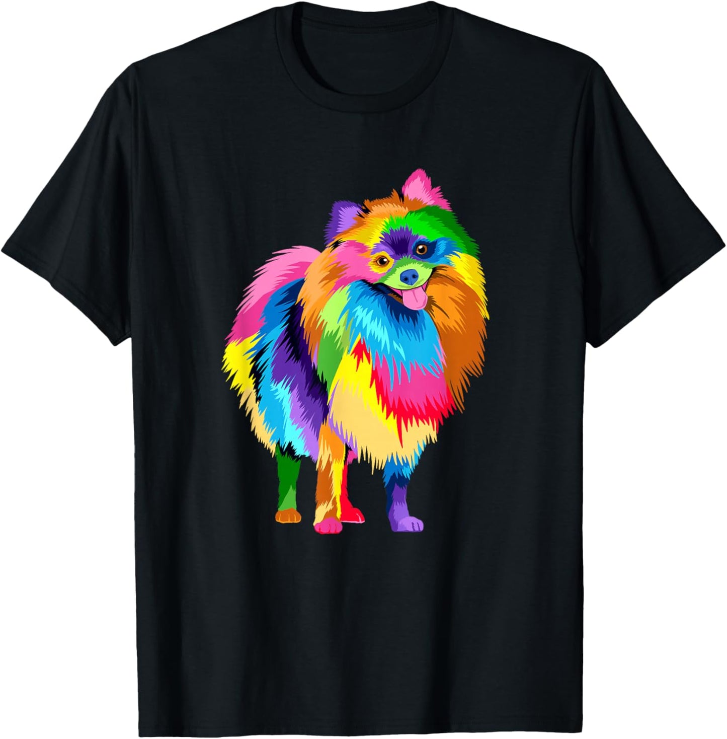 Colorful Pomeranian Artwork - Dog Lover Animal Breeder T-Shirt - T-Shirt | Black