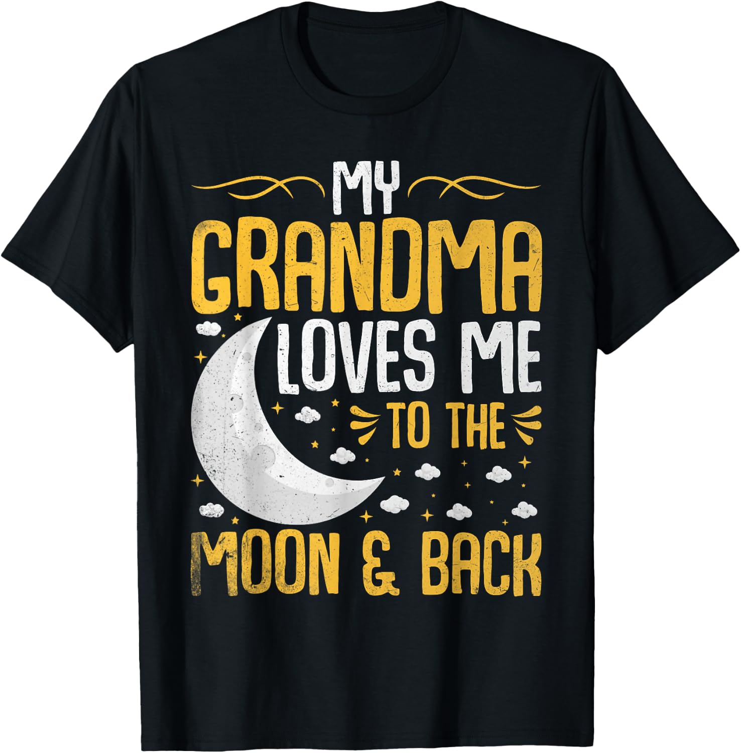 My Grandma Loves Me to the Moon & Back - Grandchild T-Shirt - T-Shirt | Black