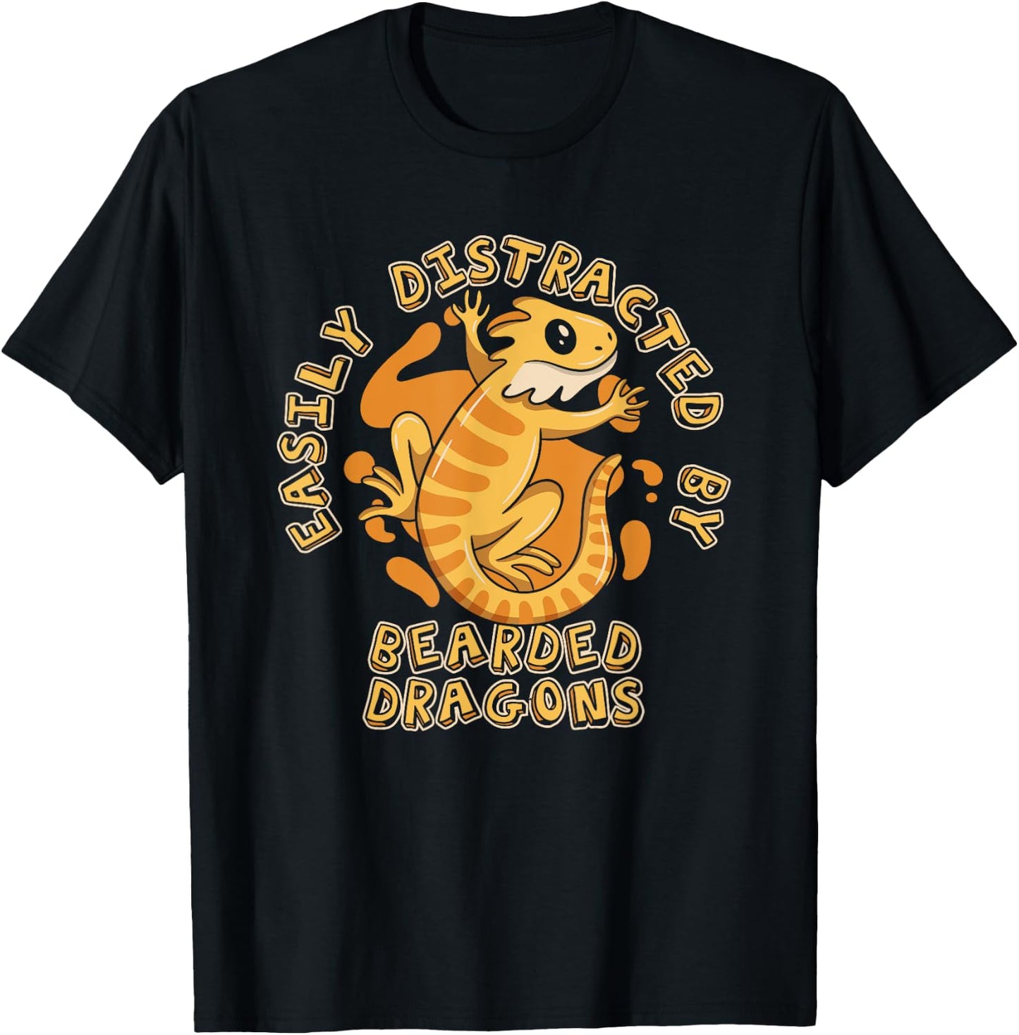 Easily Distracted By Bearded Dragons Pogona Bearded Dragon T-Shirt - T-Shirt | Black