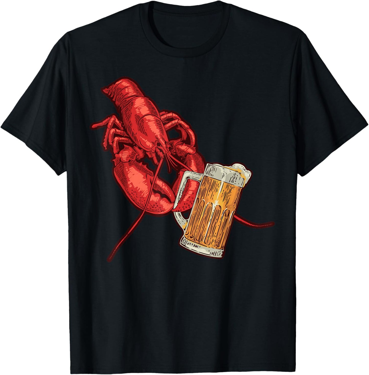 Lobster Crustacean Beer Drinking Funny Lobster T-Shirt - T-Shirt | Black