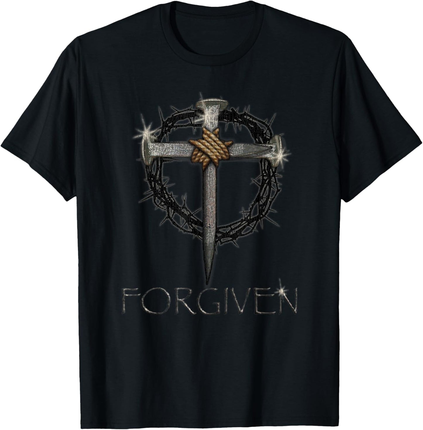 Vintage Forgiven 3 Nails Crown Of Thorns T-Shirt - T-Shirt | Black