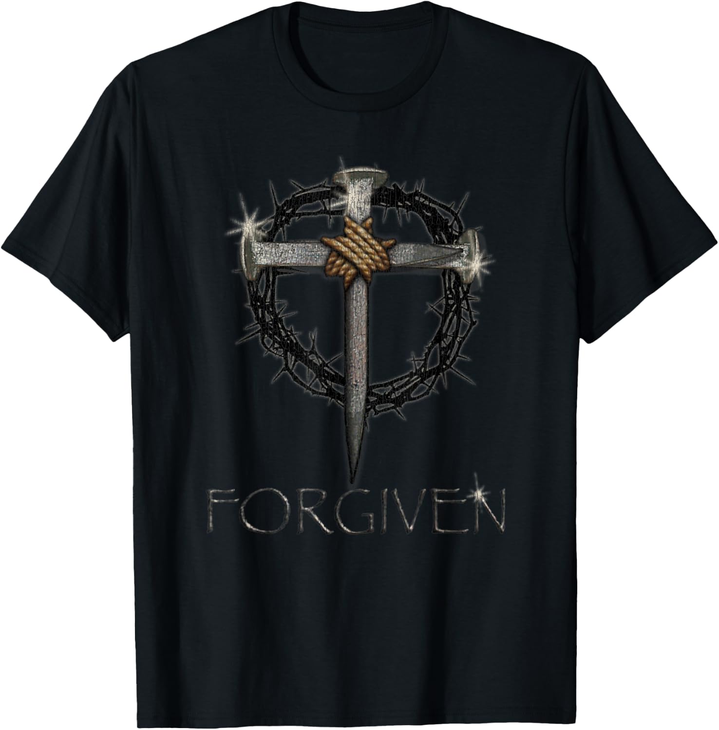 Vintage Forgiven 3 Nails Crown Of Thorns T-Shirt - T-Shirt | Black
