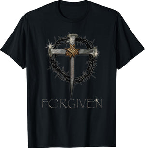 Vintage Forgiven 3 Nails Crown Of Thorns T-Shirt - T-Shirt | Black