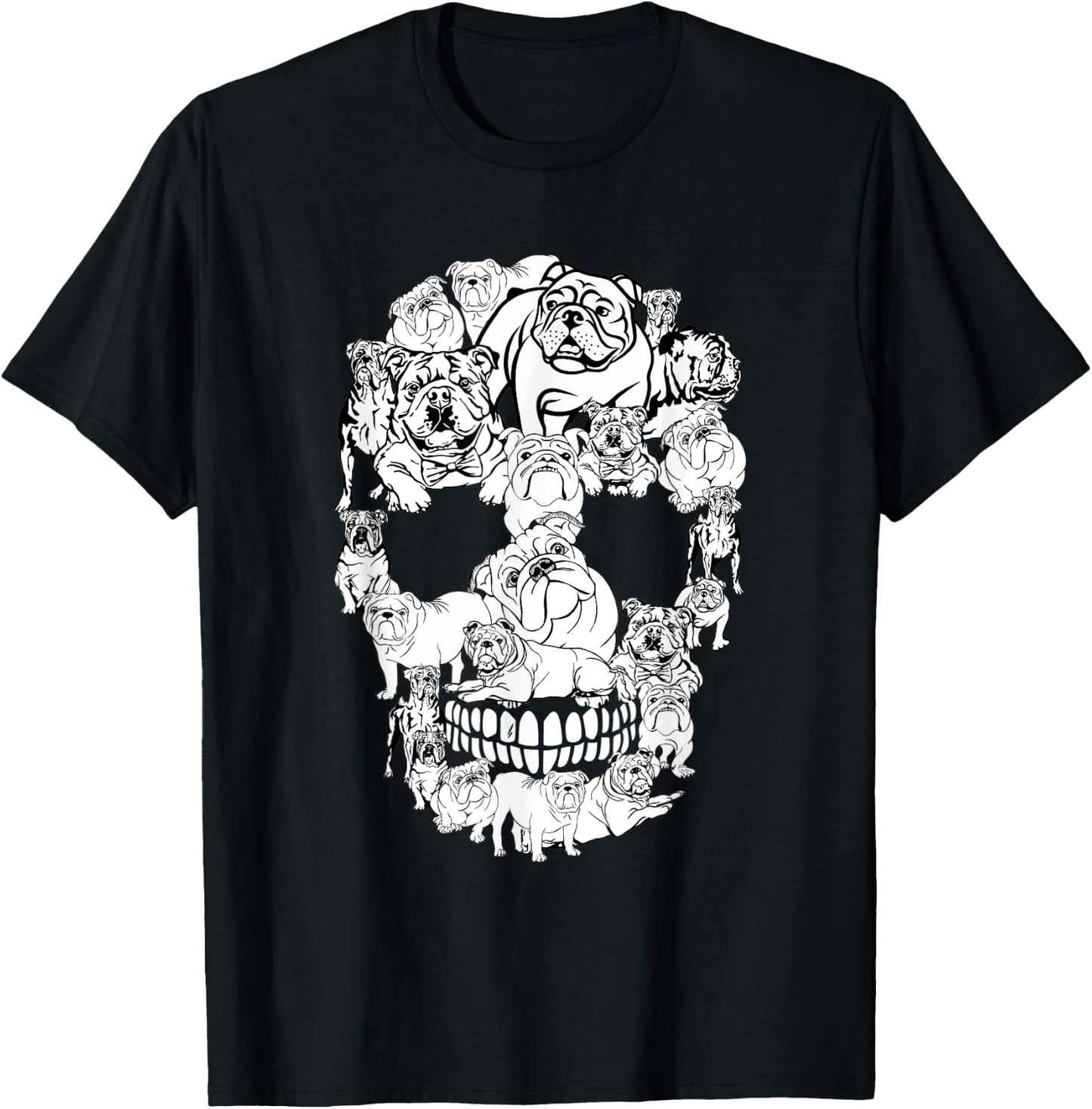 English Bulldog Skull Dog Lovers Horror Halloween Costumes Men Women Kids T-Shirt - T-Shirt | Black