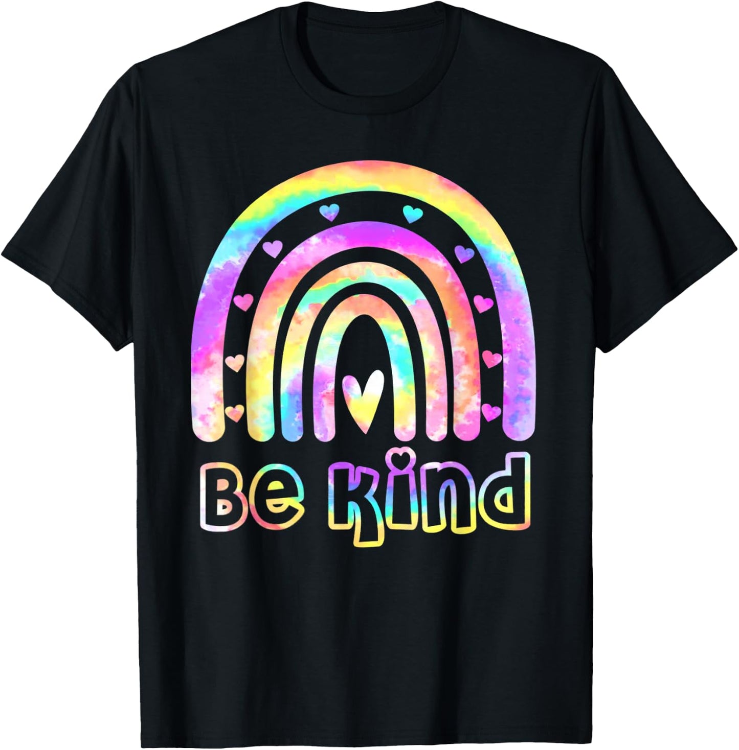 Be Kind Tie Dye Rainbow Choose Kindness Women Kids Girls T-Shirt - T-Shirt | Black