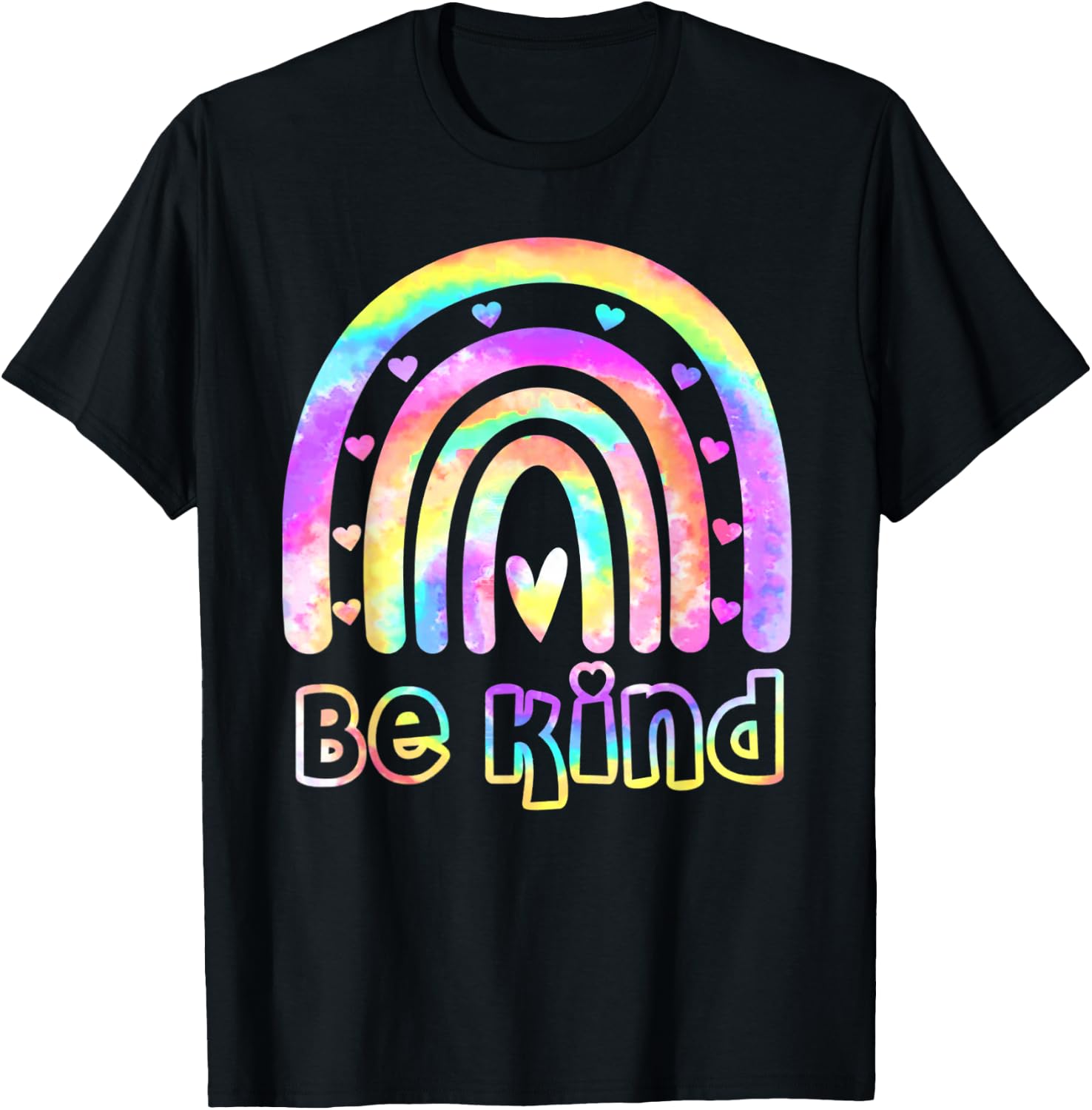 Be Kind Tie Dye Rainbow Choose Kindness Women Kids Girls T-Shirt - T-Shirt | Black