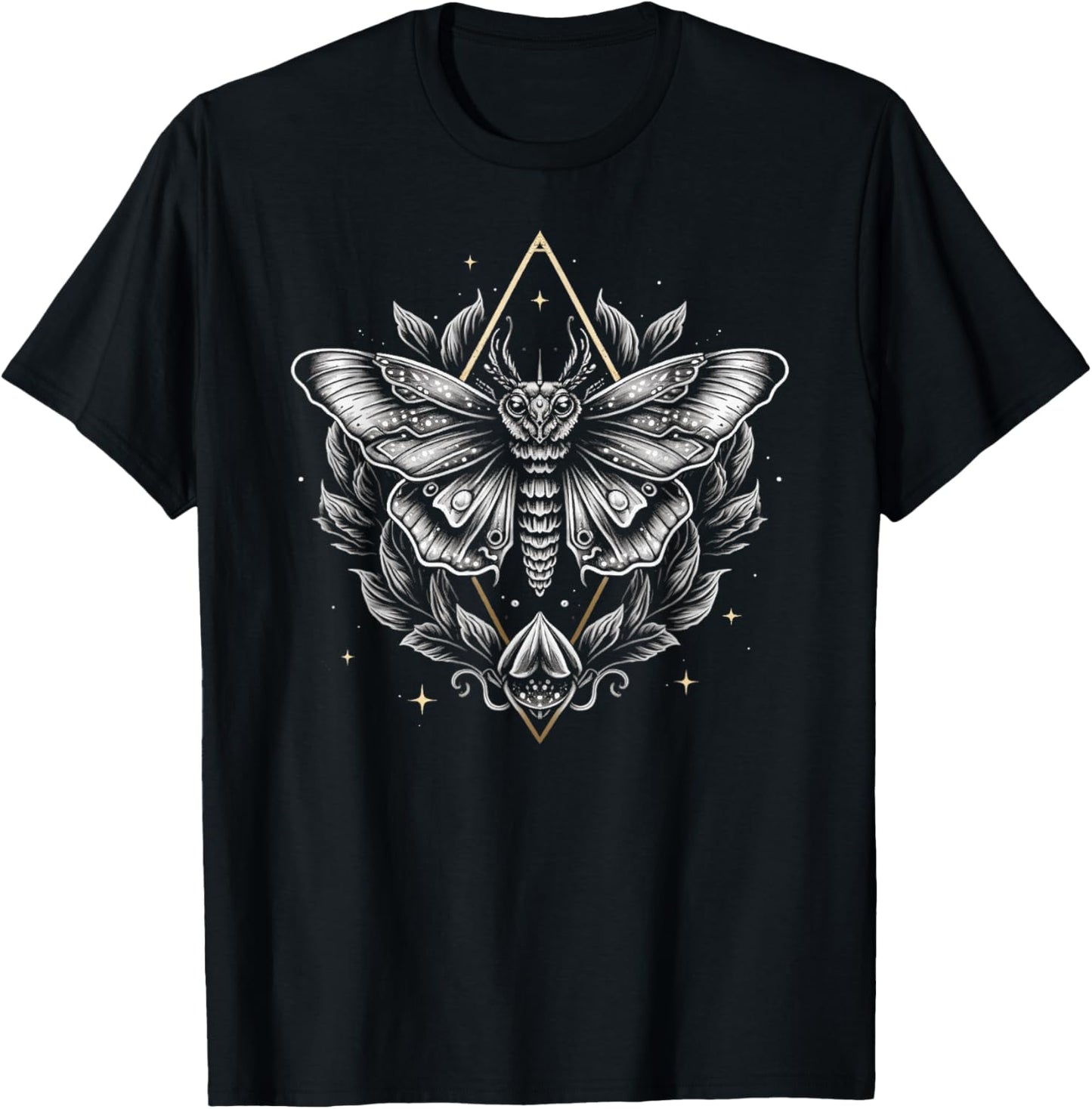 Last Gasp Graphics Moth Lepidoptera Heterocera Folkloric Wiccan Nature Goth T-Shirt - T-Shirt | Black