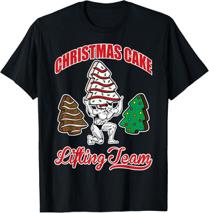 Christmas Cake Lifting Team Funny Gym Fitness Weightlifting T-Shirt - T-Shirt | Black