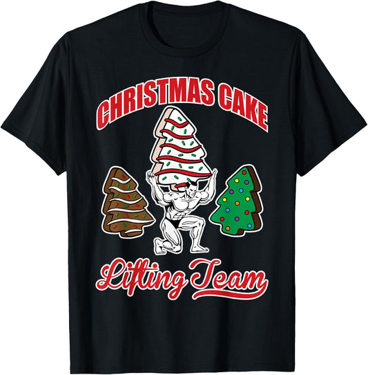 Christmas Cake Lifting Team Funny Gym Fitness Weightlifting T-Shirt - T-Shirt | Black