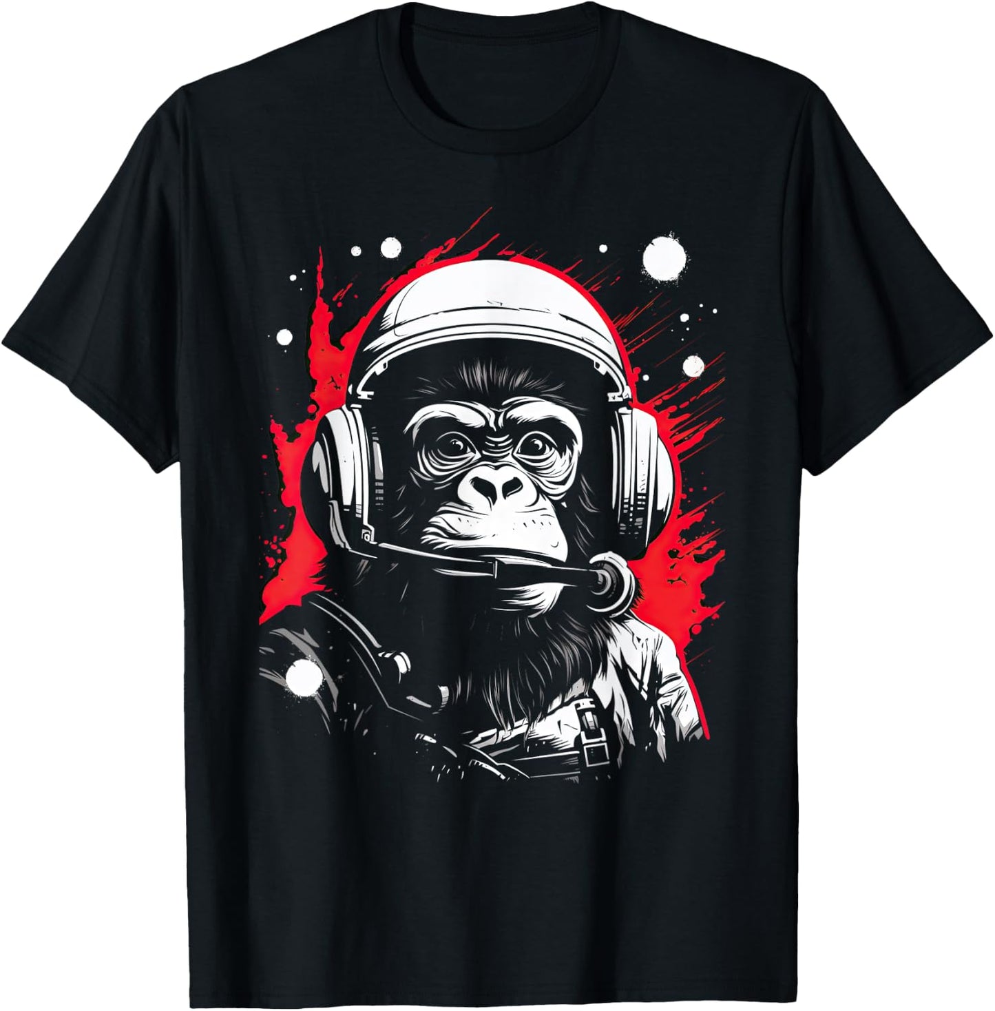 Iconic Monkey Astronaut in Astronautsuit in Space T-Shirt - T-Shirt | Black