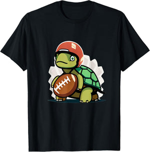 Cute Turtle Touchdown: Tackling American Football T-Shirt - T-Shirt | Black