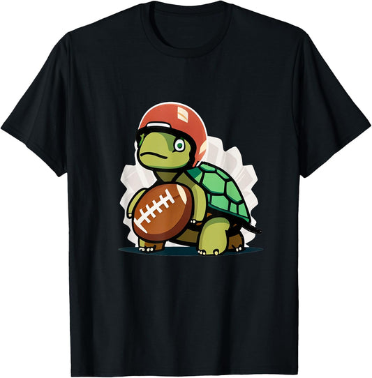 Cute Turtle Touchdown: Tackling American Football T-Shirt - T-Shirt | Black