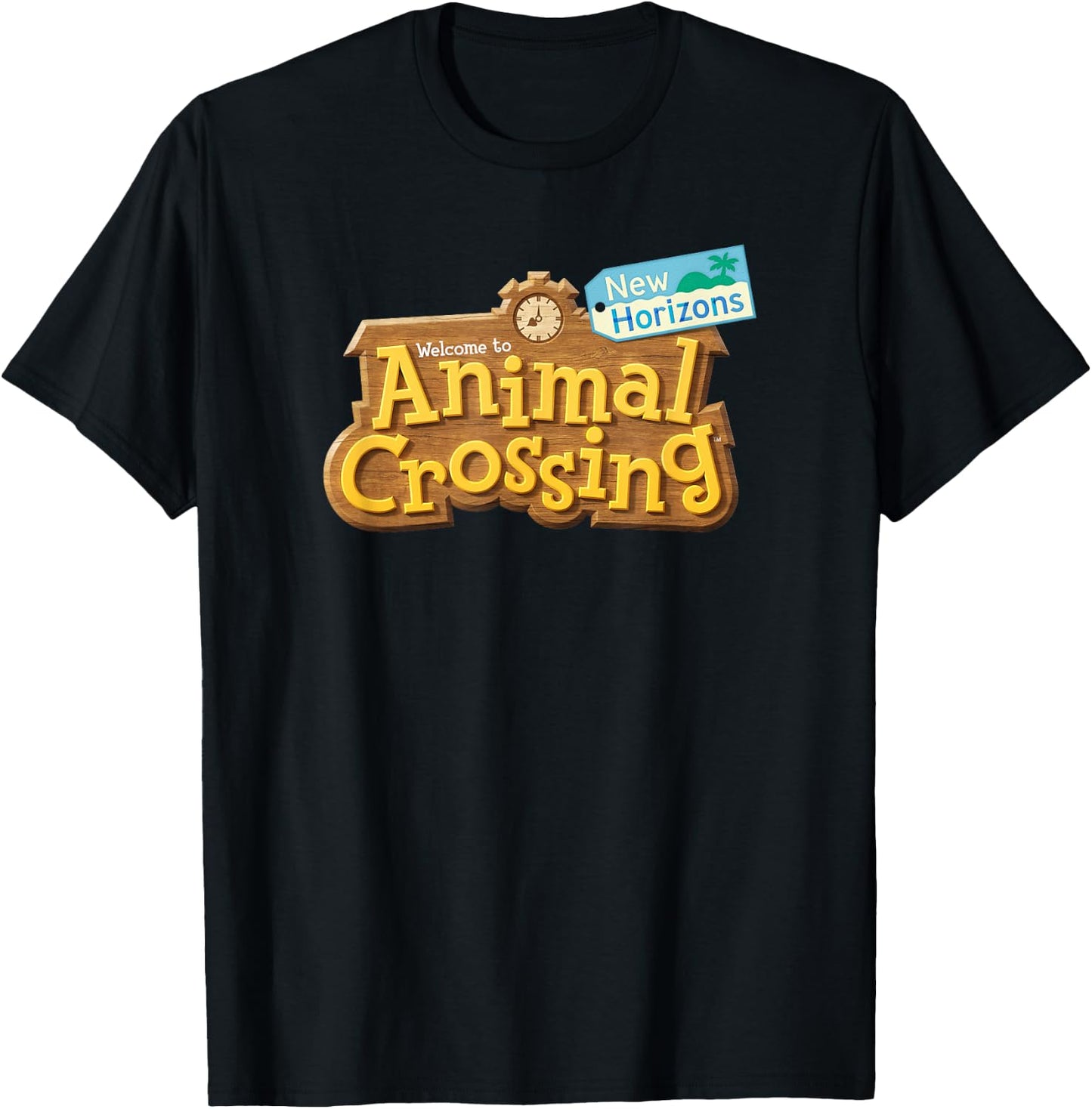 Animal Crossing: New Horizons Welcome Sign Front Logo T-Shirt - T-Shirt | Black
