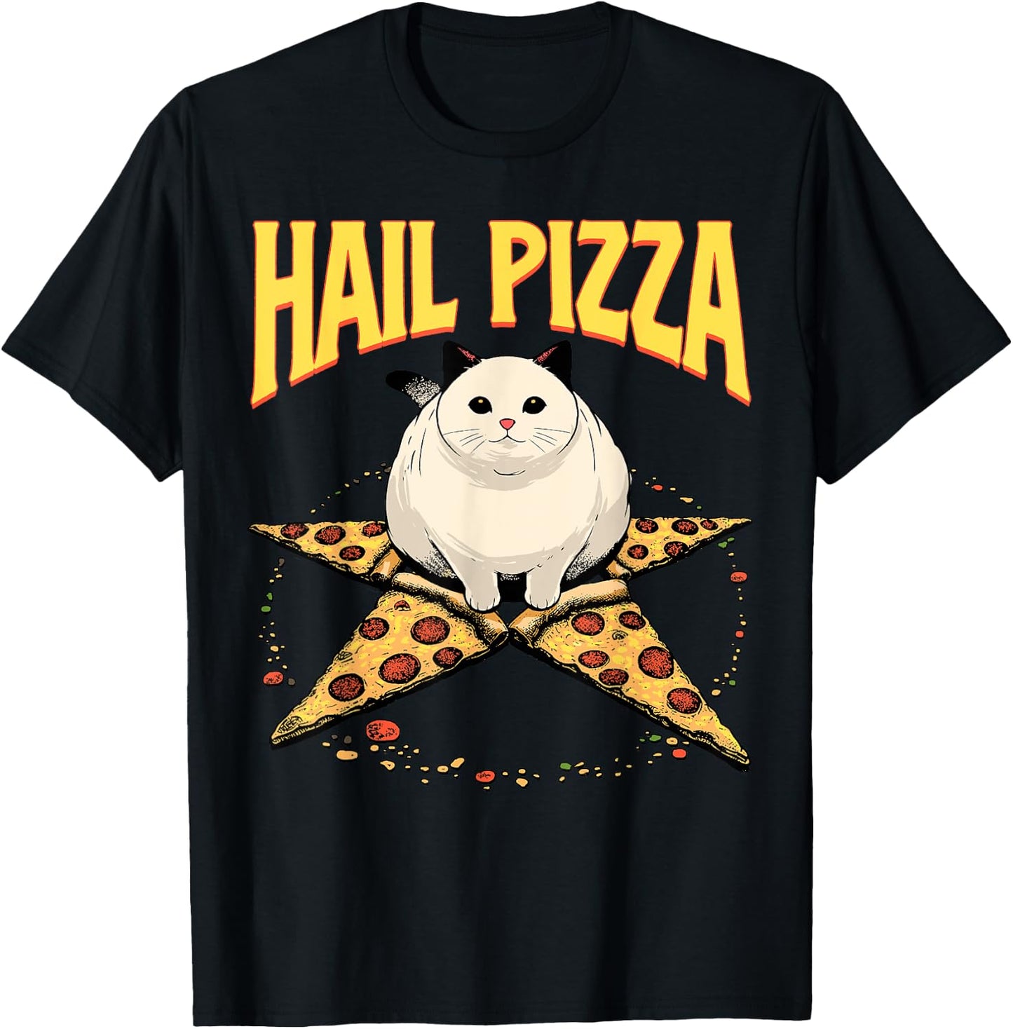 Hail Pizza Shirt Satanic Pizza Pentagram Cat Occult Lucifer Women T-Shirt - T-Shirt | Black