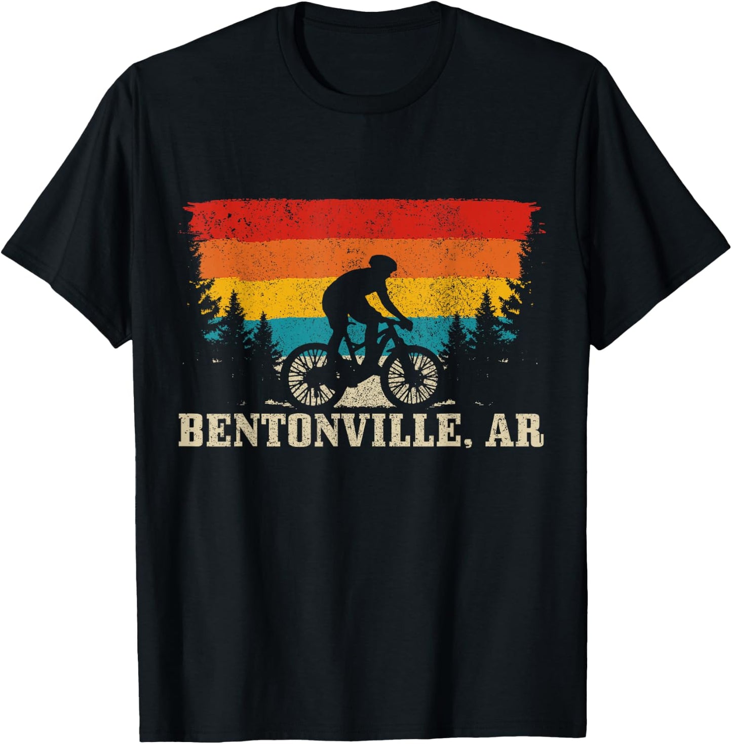 Bentonville Arkansas Vintage Mountain Bike Cycling T-Shirt - T-Shirt | Black