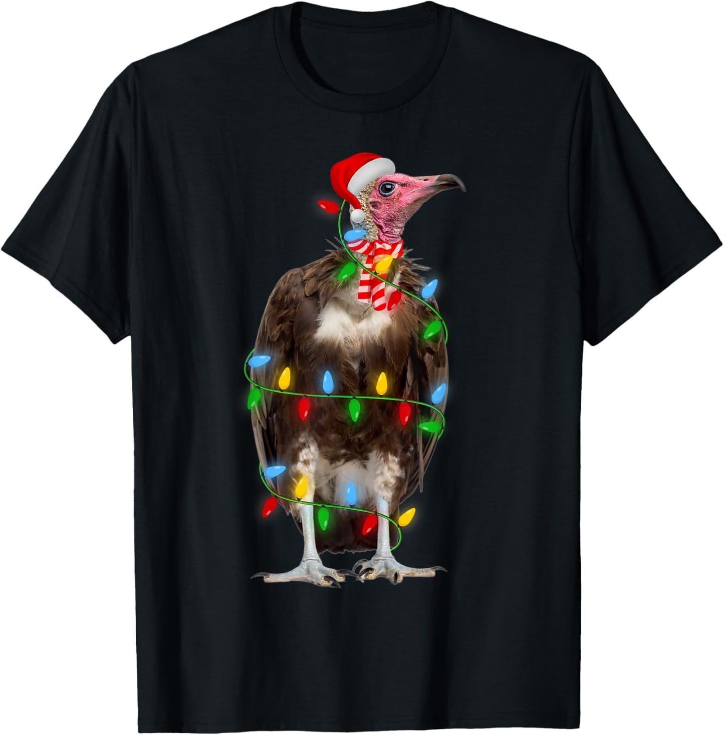 Vulture Bird Xmas Lighting Holiday Santa Vulture Christmas T-Shirt - T-Shirt | Black