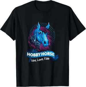 Stick Horse, Hobby Horse Design for Girls who Love Horses T-Shirt - T-Shirt | Black