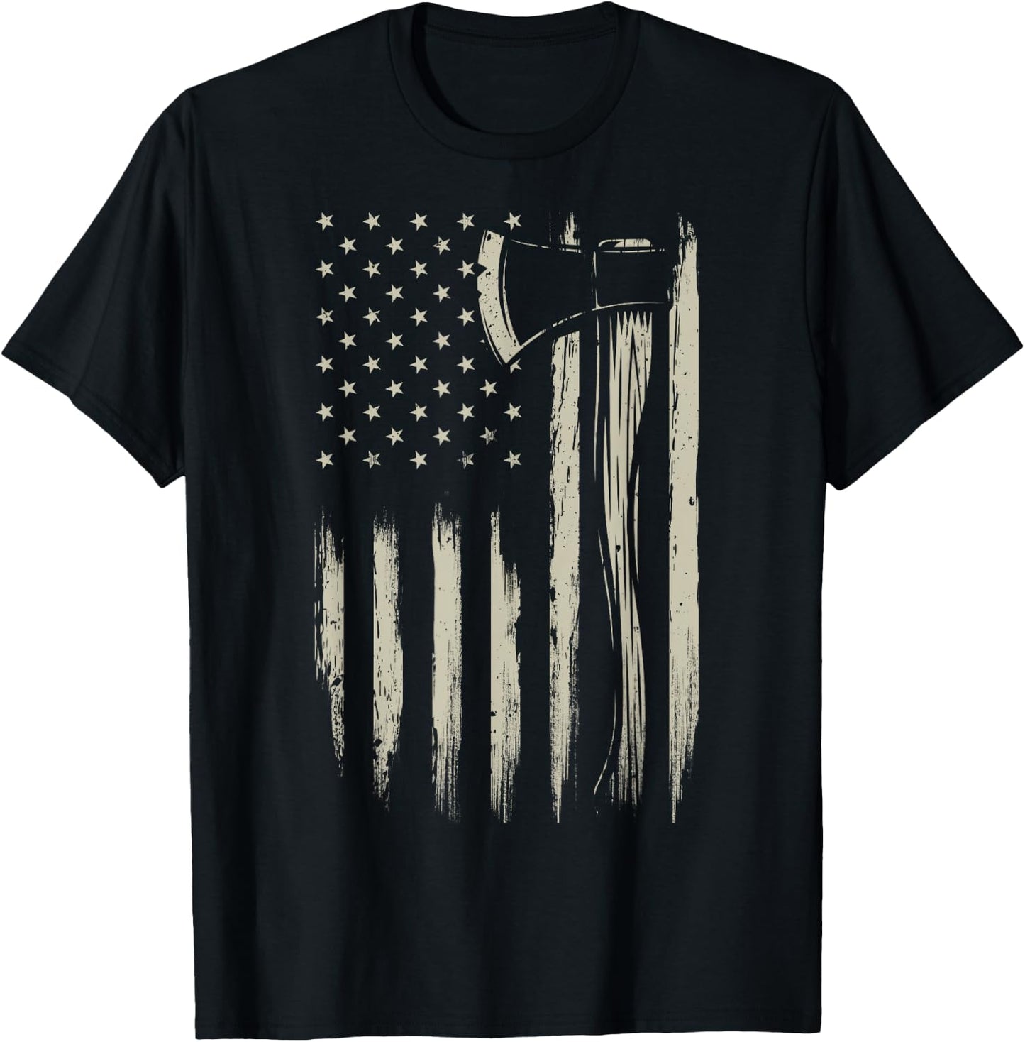 Bushcraft Axe American Flag Bushcrafting Hatchet USA Flag T-Shirt - T-Shirt | Black