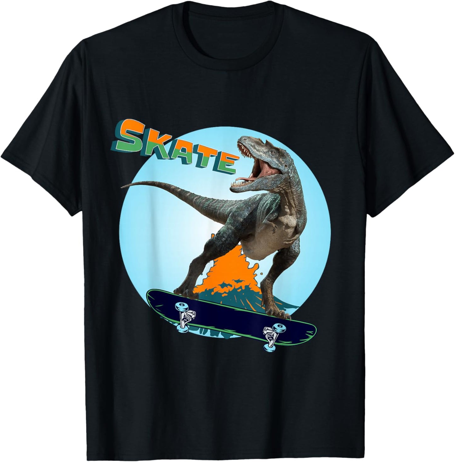 Cool Boys Skateboarding T Rex Dinosaur Skateboard Skate T-Shirt - T-Shirt | Black